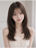小顔シースルーバング顔周りカットレイヤーワンカール