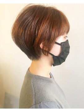デイバイヘアーポケット(Day.by hair pocket) ふんわりショート×オレンジカラー