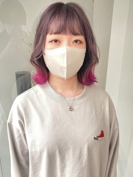 ツイギー 歩行町店(TWiGGY) 【くびれボブ×ピンクグラデ】