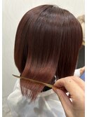 ショートカット大人可愛いレッドブラウンショートボブ