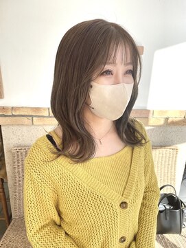 トップヘアー 本店(TOP HAIR) ミルクティーグレージュ/くびれミディアム/シースルーバング