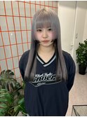 黒髪／グレーベージュ/レイヤーロング/前髪パーマ／渋 谷