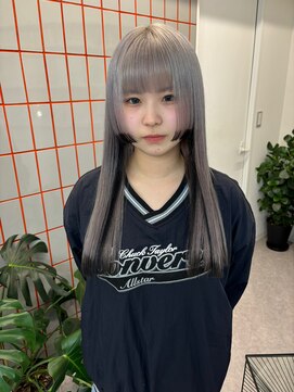 ペレ 渋谷(PELE) 黒髪／グレーベージュ/レイヤーロング/前髪パーマ／渋 谷