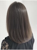 ミディアムレイヤー/大人可愛い/髪質改善/シースルーバング