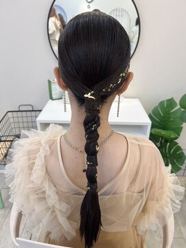 ヘアメイクアンドセットサロン リッコ(Hair make&set salon Ricco) 大人可愛いタイト編み下ろしStyle/大阪梅田riccoヘアセット