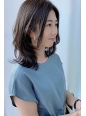 前髪なしナチュラルくびれヘア外ハネレイヤーカットブリーチ無し