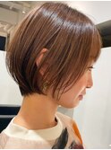 表参道切りっぱなしボブミディアムボブグレージュカラー40代50代