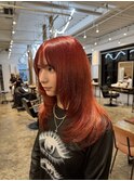レイヤーカット×チェリーレッド