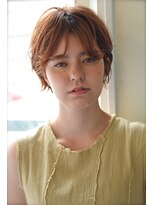 ユノ(juno)&nbsp;くせ毛風ニュアンスパーマショート×オレンジベージュカラー★