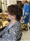 スパイラルパーマ メンズハイライト メッシュ ウルフ ツイスパ