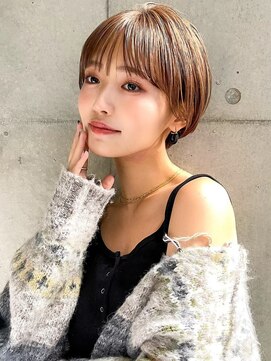 ギークス(GEEKS) 【GEEKS渋谷】耳かけ/マッシュショートボブ/冬カラー/艶ブラウン