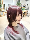 ハイウルフカット×インナーチェリーレッド