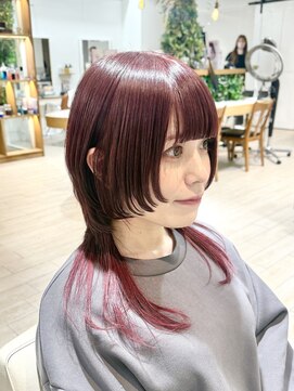 アルクバイネオリーブ 荻窪店(arc by neolive) ハイウルフカット×インナーチェリーレッド