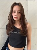 韓国ヘアざくざくレイヤーカットベージュブラウンブリーチ無し