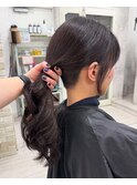 ツーブロックロングポニーテール刈り上げ女子