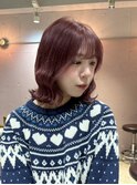 小川/ブリーチなしwカラーレイヤーカットピンクラベンダーボブ