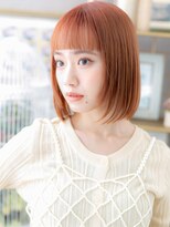カバーヘア ブリス 上尾西口店(COVER HAIR bliss) アプリコットオレンジ小顔切りっぱなしボブTc5上尾10代20代30代