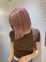 サンクプロジェクト(cinq PROJECT) 韓国ボブヘア顔周りレイヤーミルクティーベージュピンクカラー