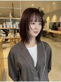ボブ顔まわりレイヤーブリーチなしラベンダーカラー似合わせ杉本