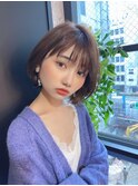 【Lond佐野】小顔耳かけフレンチボブアッシュブラウンワンカール