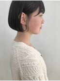 大人可愛い20代30代40代黒髪前下がりショートボブ丸みショート◎