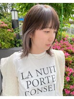 クエントバイアルティナ 大宮店(cuento by artina)&nbsp;インナーカラー_グレーベージュ_イヤリングカラー_斜めバング1