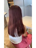 ぱつっとロング×ピンクブラウン