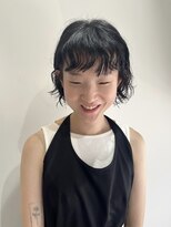 ウクラ バイ レシッド 池袋(uchla by rcid) 黒髪ニュアンスウェーブパーマ×小顔ミニボブパーマ×短め前髪