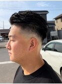 ワックスなし爽やかアップバングツーブロックショート