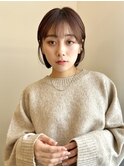 切りっぱなしボブ/顔まわりカット/韓国ボブ/マロンベージュ