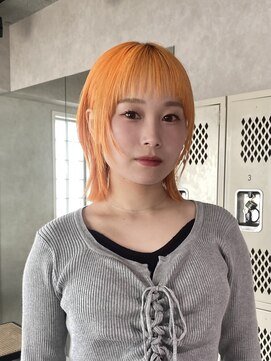 ハイプ(HYPE) ブリーチ&ダブルカラー/ウルフレイヤーカット/ペールオレンジ