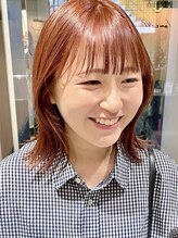 アプリコットオレンジ/ボブ/レイヤーカット/顔周り/ブリーチなしダブルカラー/韓国/前髪/学割U24/下北沢