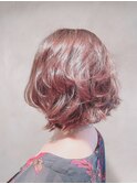 くびれミディアム無造作ひし形カール30代40代50代