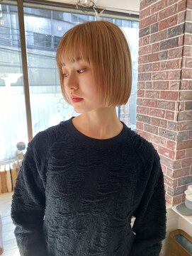 ヘアー アレス(hair ales) ハイトーンボブスタイル、デザインカラー