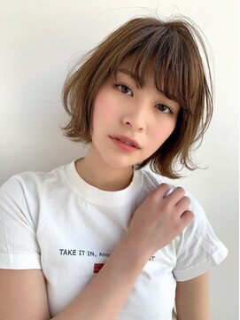 ハローバイシー 仙台(Hello by Sea) 切りっぱなしボブ×レイヤーカット×ベージュブラウン[仙台]