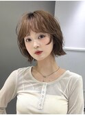 くびレイヤーボブルフネビージュ小顔ワンレンこなれミディ