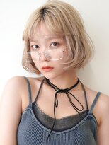 エステージ  喜連店(S-TAGE)&nbsp;ミルクティーベージュ×ブリーチ×ふんわり内巻きボブ