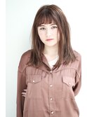 大人ハイトーンベージュ♪小顔ワンレンロング耳かけですっきり！