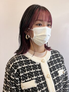 アンス 大阪梅田(ANs.) 20代30代40代ストレートインナーカラーピンクアッシュ美肌