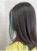 【iikanji hair】ミディアム×インナーターコイズ