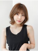 大人かわいい前髪セシルカットココアブラウンフリンジウェーブ