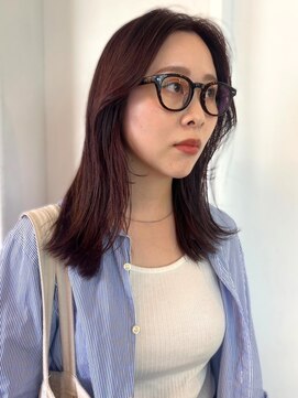 パーク 福岡天神西通り店(parc) アップバング　ピンクブラウン　ストレート　くびれヘア　韓国風