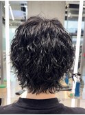 センターパートウルフパーマ波巻きスパイラルパーマサーフカール