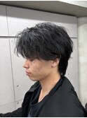 シャドウパーマメンズメッシュメンズパーマ波巻きパーマ韓国ヘア