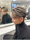 韓国マッシュセンターパートツーブロックメンズハイライトウルフ