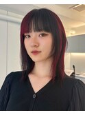 デザインカラーY2Kブロックカラーミックスカラー赤黒梅田