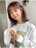 小顔似合わせボブミルクブラウンナチュラルショート