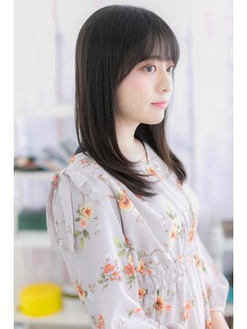 ミック ヘアアンドビューティー 大山店(miq  Hair&Beauty) しっとり黒髪ダークカラー♪やわらかフェミニンストレートb