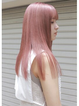 オンヌ(onnu) モーブピンクの切りっぱなしロング