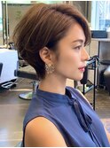 ショートヘア/前下がり/前髪長め/30代・40代/ワンカールパーマ